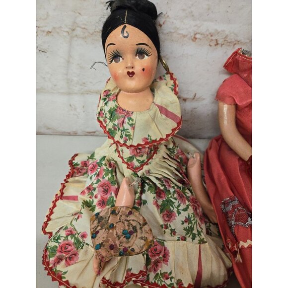 2 Vintage Old Composition Dolls Mexico 16" & 14" & Paper Streamer 12 ft - Picture 15 of 16